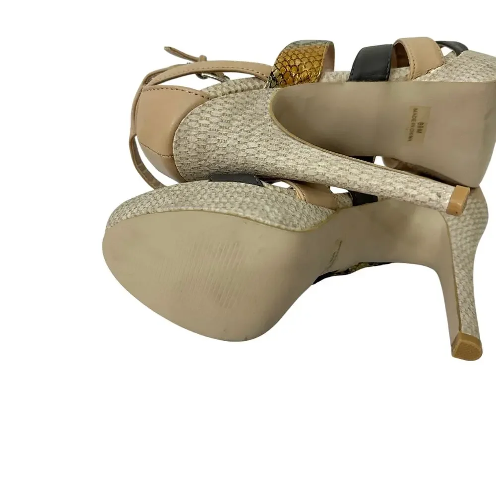 Penny Loves Kenny Womens 8.5M Stiletto heels‎ Sandals Black Tan Ankle Strappy - Picture 12 of 13